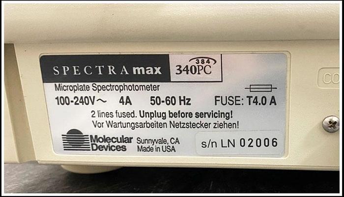 Used Molecular Devices SpectraMax 340 PC 96 & 384 Microplate Reader w WARRANTY