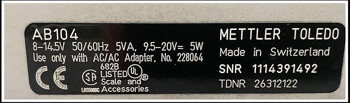 Used Mettler Toledo AB104 0.1mg Analytical Balance w WARRANTY