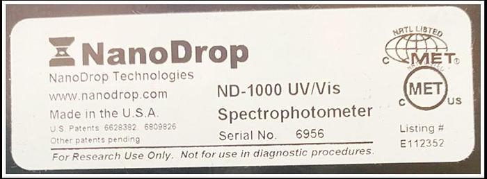 Used NanoDrop Spectrophotometer ND-1000 COMPLETE w WARRANTY