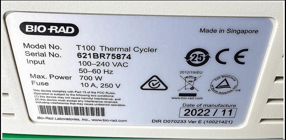 Used BioRad T100 Thermal Cycler PCR Machine w WARRANTY