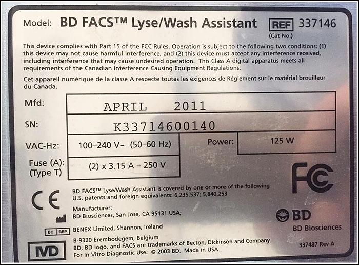 Used Becton Dickinson Cell Prep FACS Lyse Wash Assistant w WARRANTY