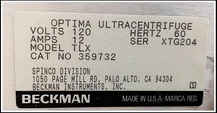 Used Beckman Optima TLX Ultracentrifuge w TLA-100.4 Rotor w WARRANTY