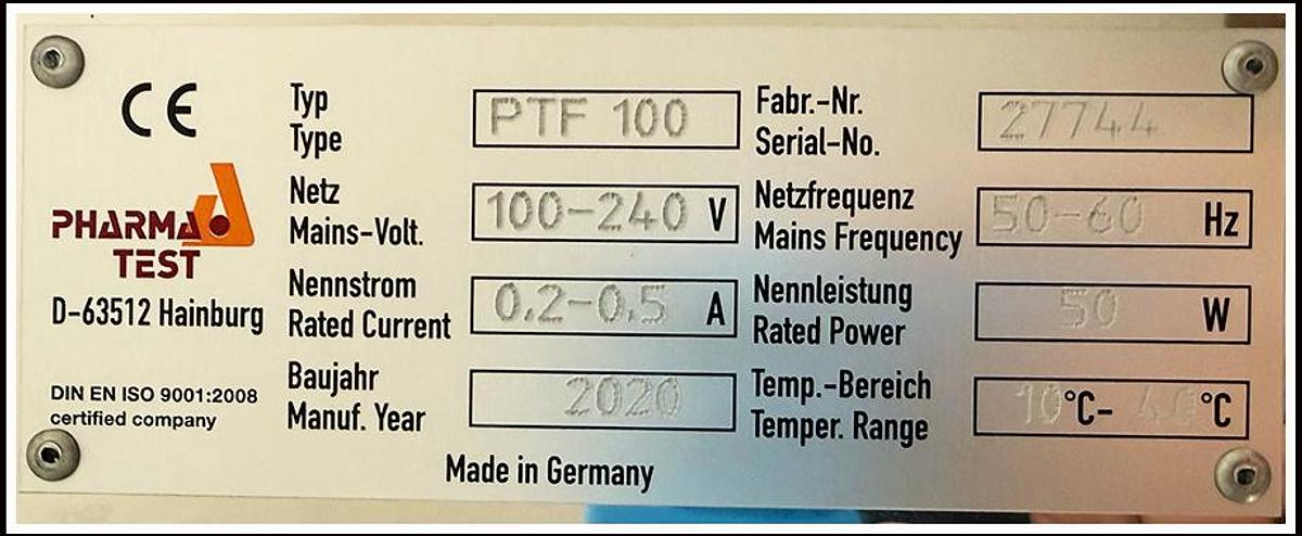 Used Pharm Test PTF 100 Single Drum Tablet Friability Tester w WARRANTY