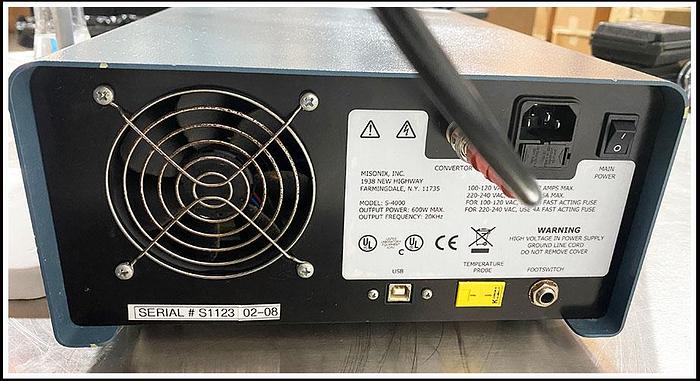 Used Misonix S-4000 Ultrasonic Sonicator Cell Disruptor COMPLETE w WARRANTY