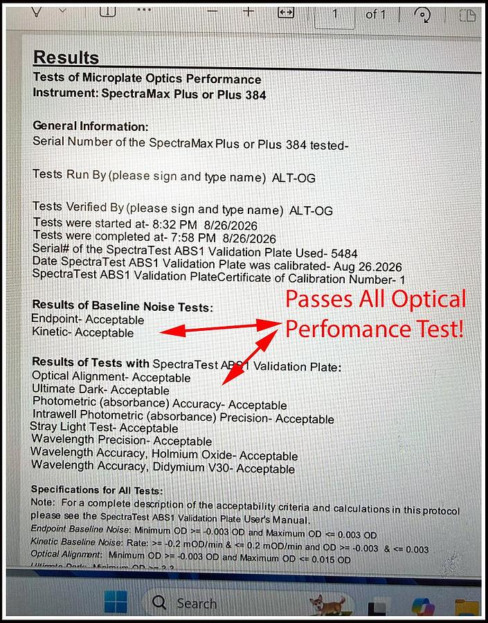 Used Molecular Devices SpectraMax Plus 384 COMPLETE VALIDATED w WARRANTY