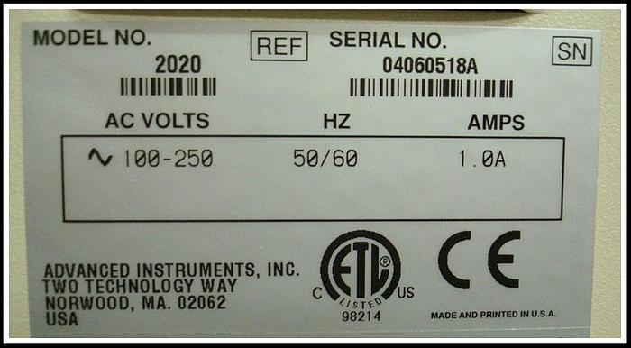 Used Advanced Instruments 2020 Multi-Sample (20) Osmometer w WARRANTY