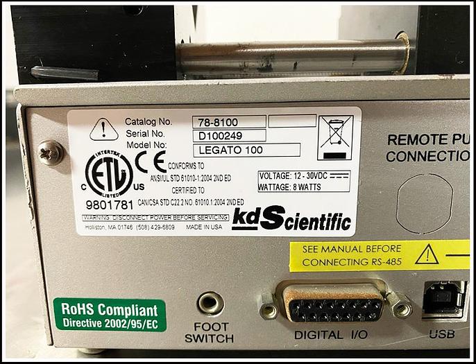 Used KDS Syringe Pump Legato 100 788100 w WARRANTY