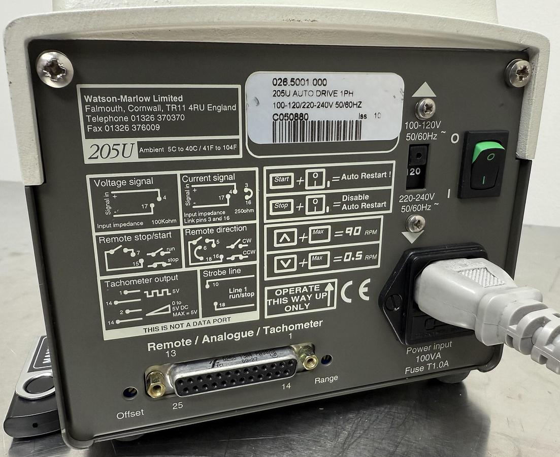 Used Watson Marlow 205U 4 Channel Cassette Pump w WARRANTY