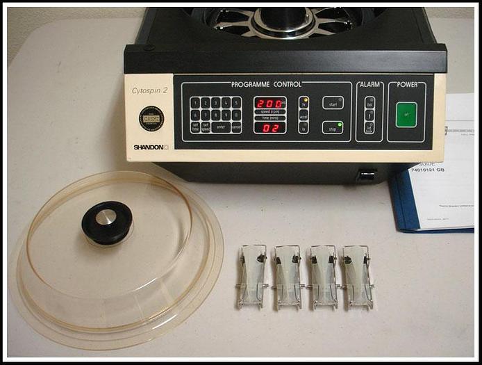 Used Shandon Cytospin II w Rotor & 4 Cytoclips w WARRANTY