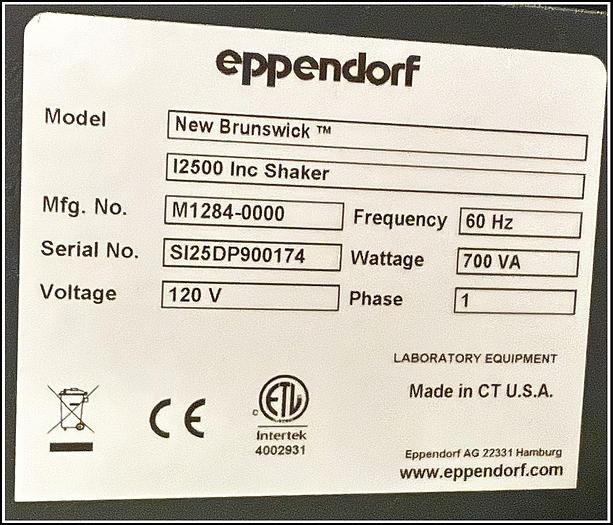 Used Eppendorf New Brunswick Incubator Shaker I2500 w WARRANTY