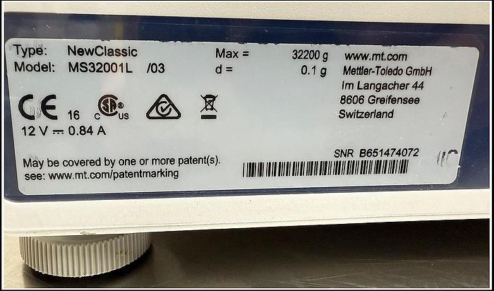 Used Mettler Toledo MS32001L 32Kg Precision Balance w WARRANTY