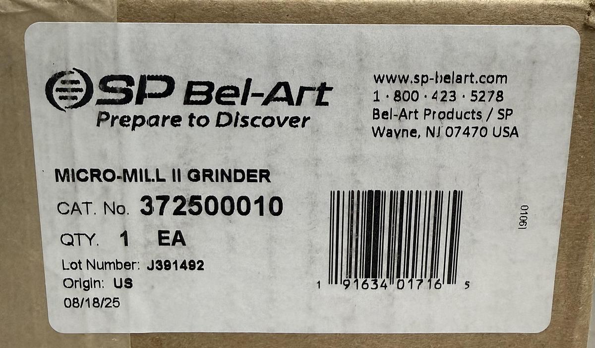 Used NEW SP Bel-Art Micro-Mill II Grinder F37250-0010 w WARRANTY