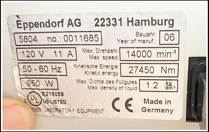 Used Eppendorf Centrifuge 5804 for 15 & 50ml Tubes w WARRANTY