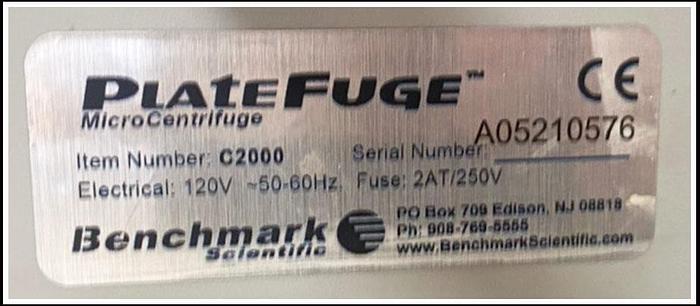 Used BenchMark Microplate Centrifuge Platefuge Microcentrifuge C2000 w WARRANTY