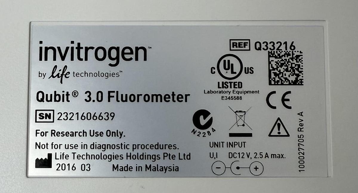 Used Invitrogen Life Technologies Qubit 3.0 Fluorometer w WARRANTY