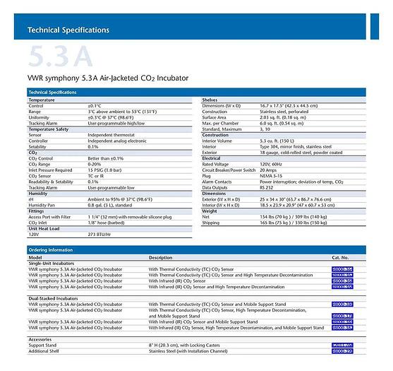 Used VWR Symphony 5.3A Air-Jacketed CO2 Incubator w WARRANTY