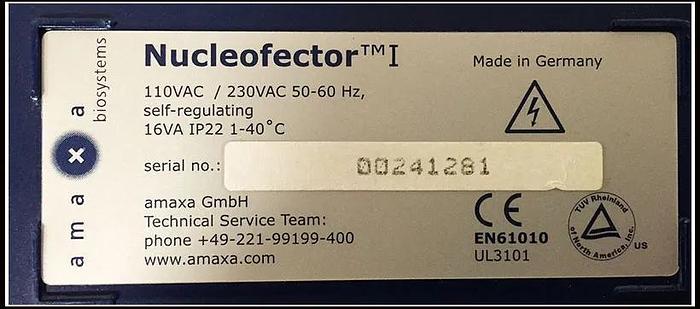 Used Amaxa Nucleofector I Electroporator w WARRANTY