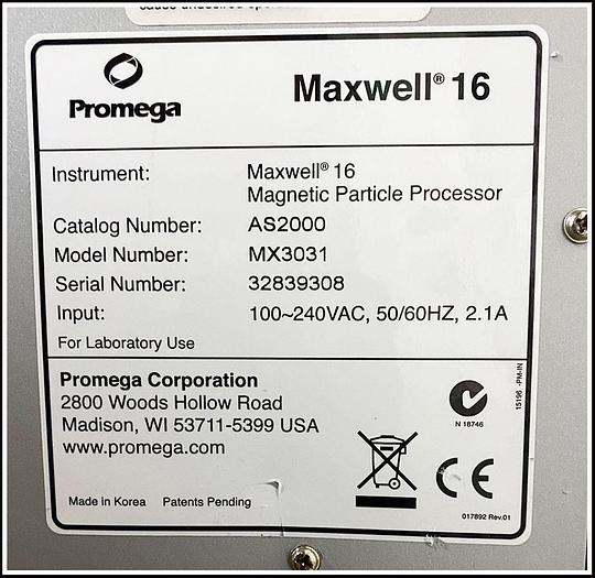 Used Promega Maxwell 16 LEV Promega DNA RNA Purification System w WARRANTY
