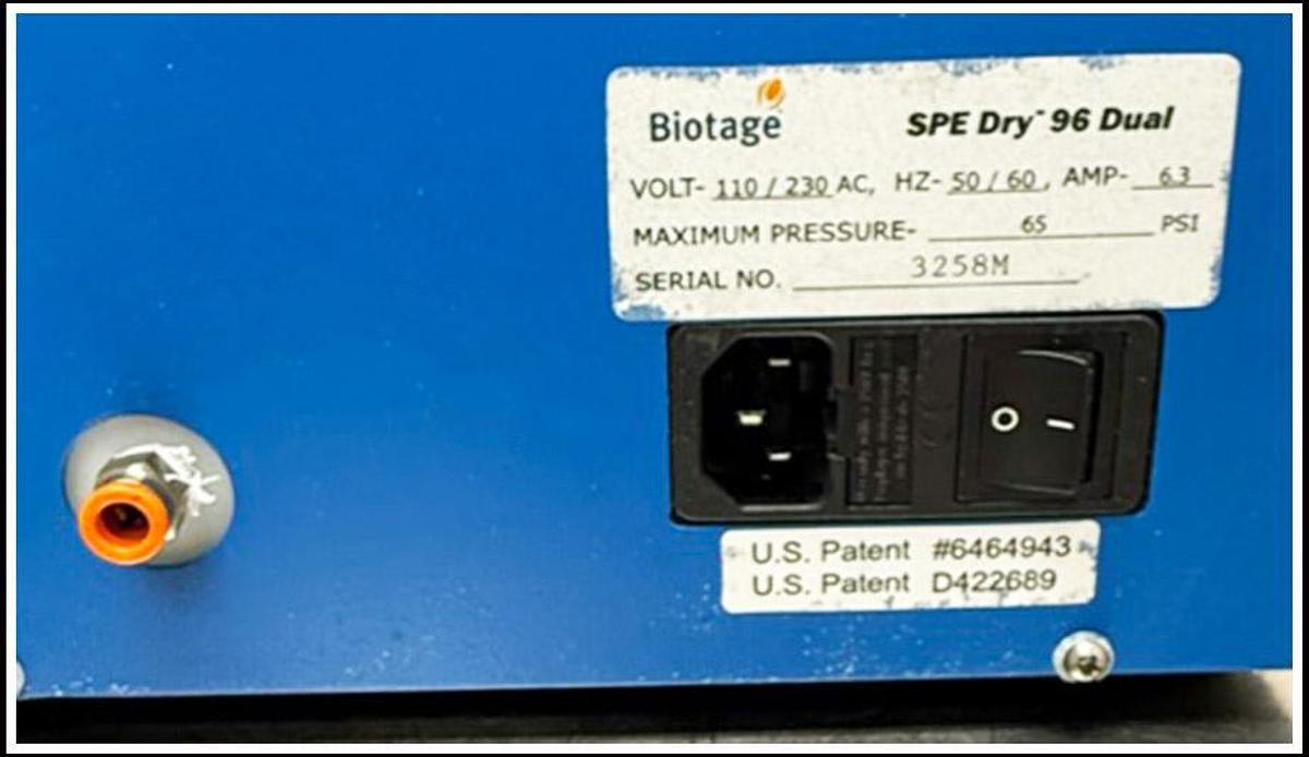 Used Biotage Spe-Dry Dual 96 Microplate Evaporator Concentrator w WARRANTY