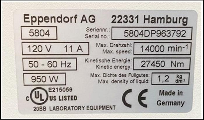 Used Eppendorf Centrifuge 5804 for 3, 15, 50ml Tubes w WARRANTY