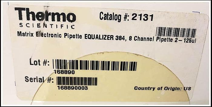 * NEW Thermo Matrix Equalizer 2131 384 Electronic MultiChannel Pipettor 2-125µL 8C