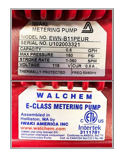 Used * Iwaki EWN-B11 Electromagnetic Metering Pump w WARRANTY