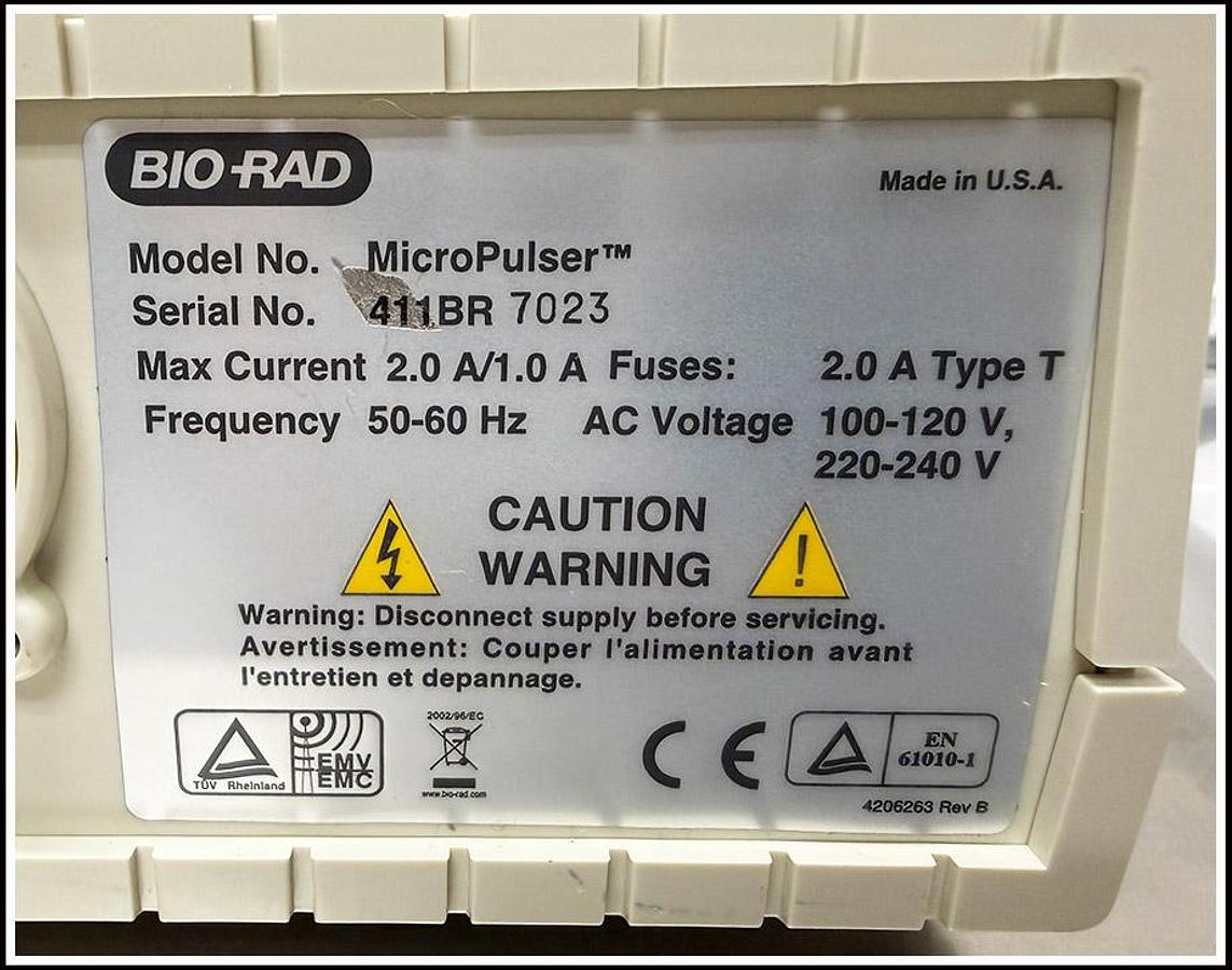 Used Bio-Rad Micropulser Electroporation Bacterial Cell Porator w WARRANTY