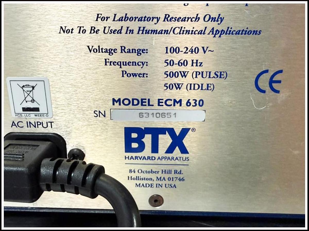 Used BTX Cell Porator Electroporation ECM 630 System w WARRANTY