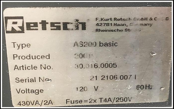 Used Retsch AS200 Basic Analog Sieve Shaker w 3 Sieves w WARRANTY