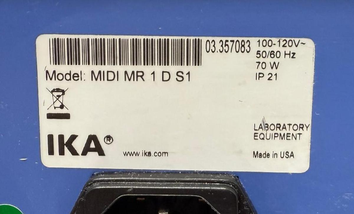 Used IKA MIDI MR 1 DIGITAL S1 Magnetic Stirrer, 1-Station 0-1000rpm w WARRANTY