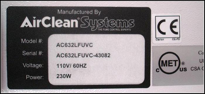 Used * AirClean 600 PCR Cabinet Hood Ductless AC600 GUARANTEED WORKING!