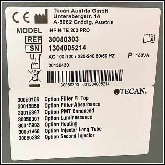 Used Tecan Infinilte F200 Pro Microplate Reader Multimode Ab FI Lum w WARRANTY