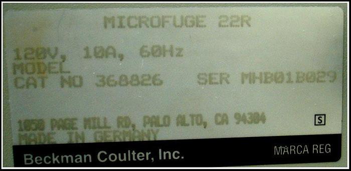 Used Beckman Micro Centrifuge Microfuge 22R Refrigerated w WARRANTY