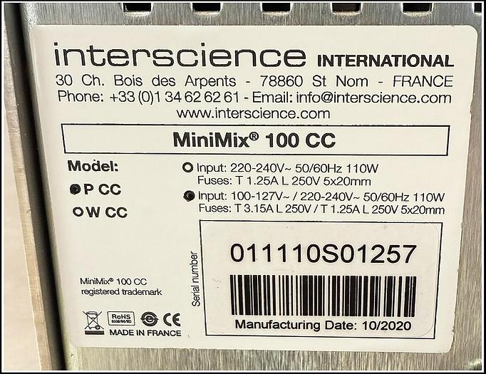 Used Interscience Minimix Lab Blender Stomacher w WARRANTY