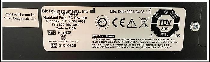 New Open Box Bio-Tek Elx808 Microplate Reader COMPLETE w WARRANTY