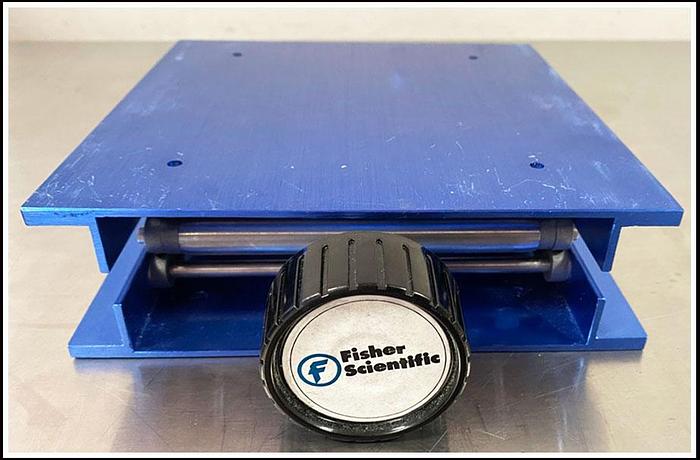 Used Lab Jack 8x8" Anodized Blue Fisher Scientific w WARRANTY