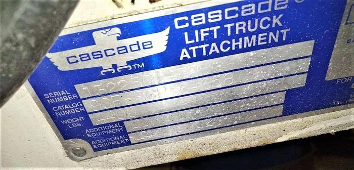 Used 105" CASCADE PAPER ROLL CLAMP MODEL 90F-RCP-64658 MANUFACTURED 2012-SOLD