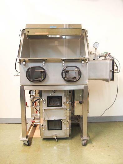 Used Glove box Isolator with AnteChamber & Specialized Vacuum Elevator, Stainless