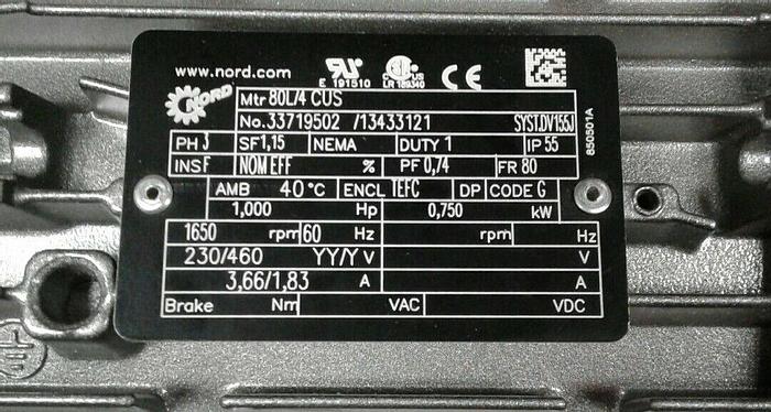 Nord Inverter Duty Motor 80L/4 CUS