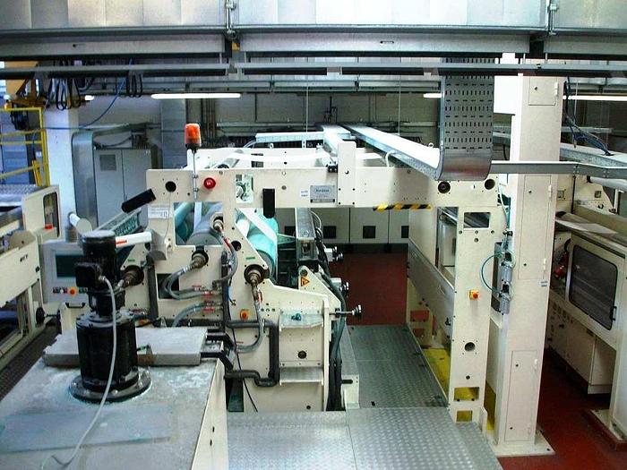 Used 2004 Nonwoven - Hot melt application complete line (unwinder, Hot melt coater, surface inspection, rewinder, packaging)