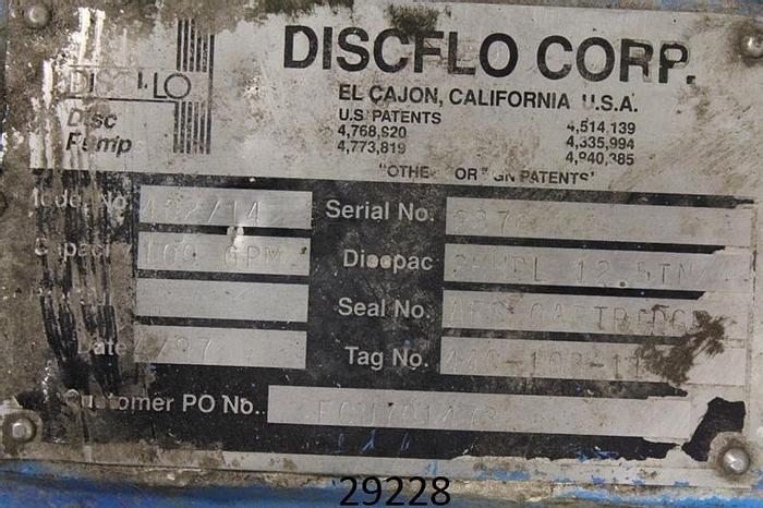 Used Discflo 402/14 Trash Pump, 2x4x14 #29228