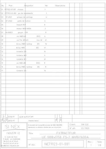 D'occasion SINEX EXTRACTEUR
