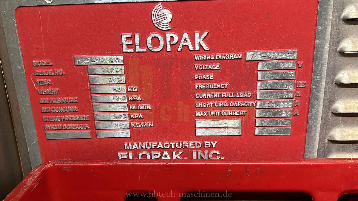 Used Elopak Trocken-Aseptik-Abfüllanlage für Giebelverpackungen mit einem Volumen von 1.000 ml/750ml/500ml