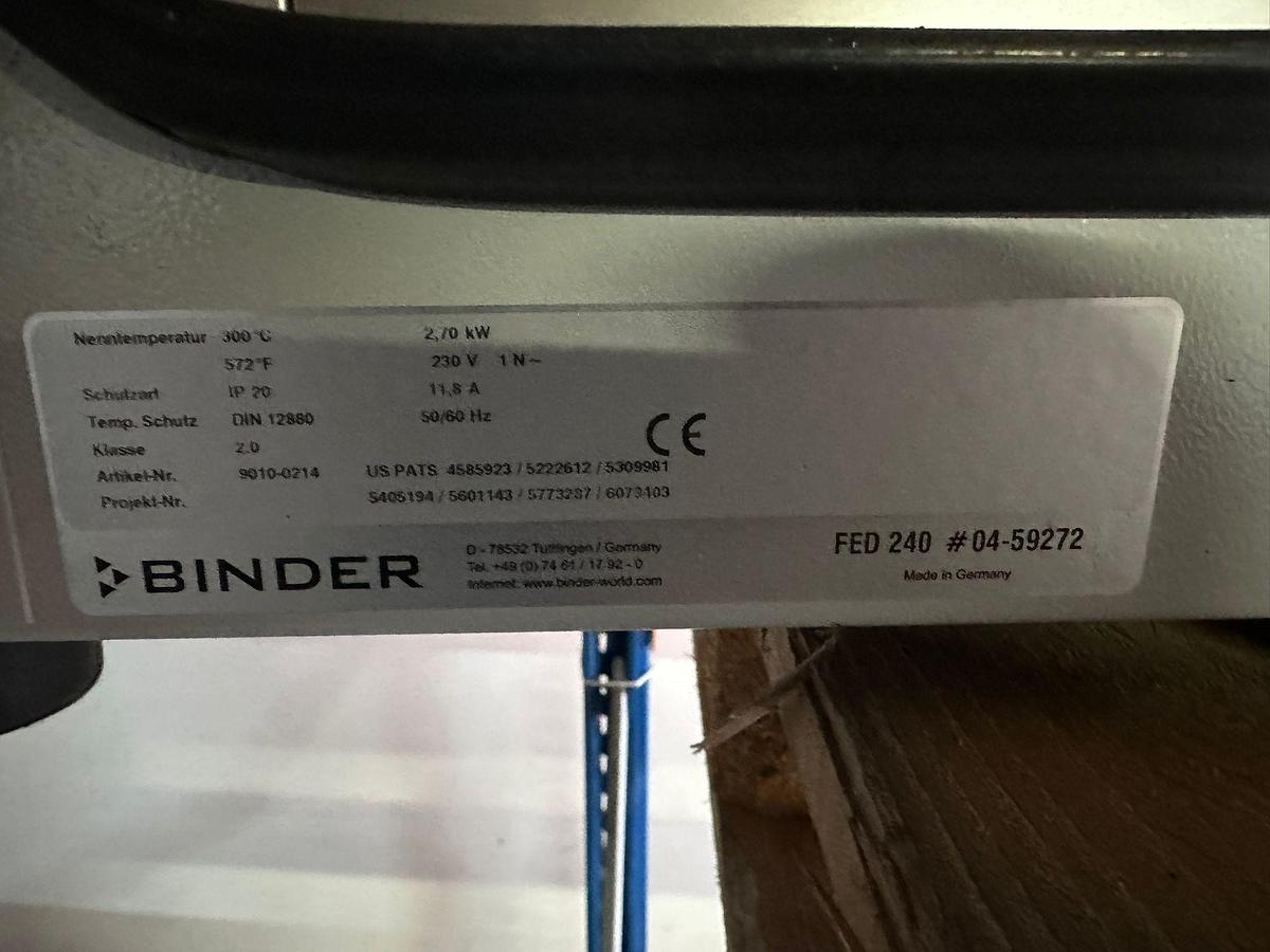 Used BINDER FED 240