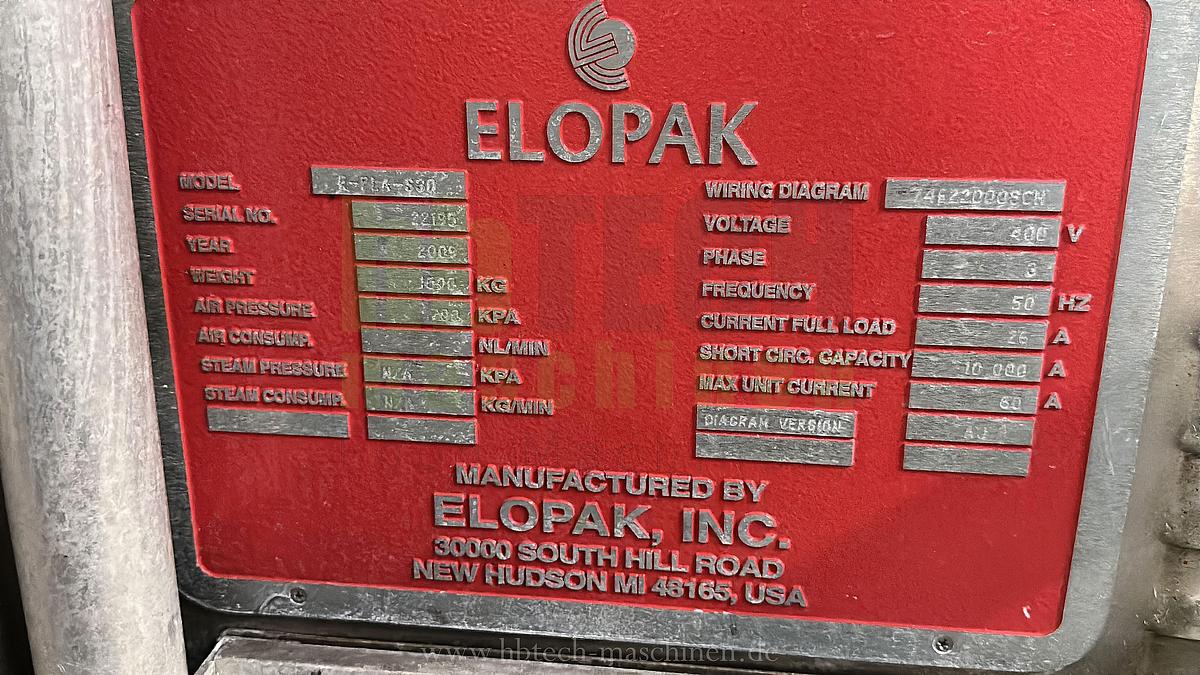 Used Elopak Trocken-Aseptik-Abfüllanlage für Giebelverpackungen mit einem Volumen von 1.000 ml/750ml/500ml