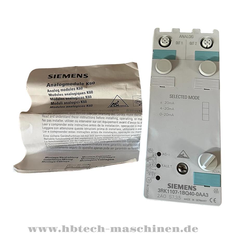 Siemens 3RK1107-1BQ40-0AA3 AS-Interface analog output module 4-20mA