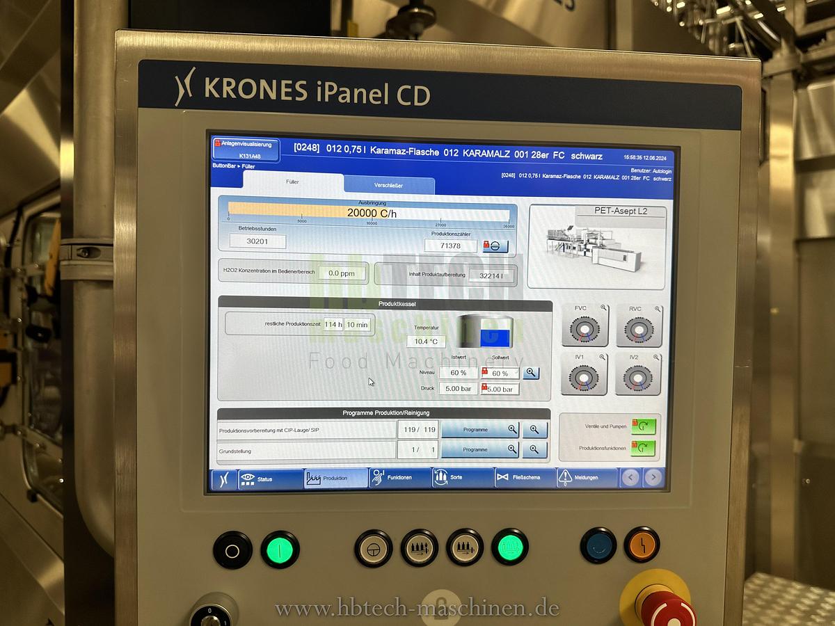 Used Komplette Krones Aseptische PET-Abfüllanlage für stille und kohlensäurehaltige Produkte / 25.000l/h