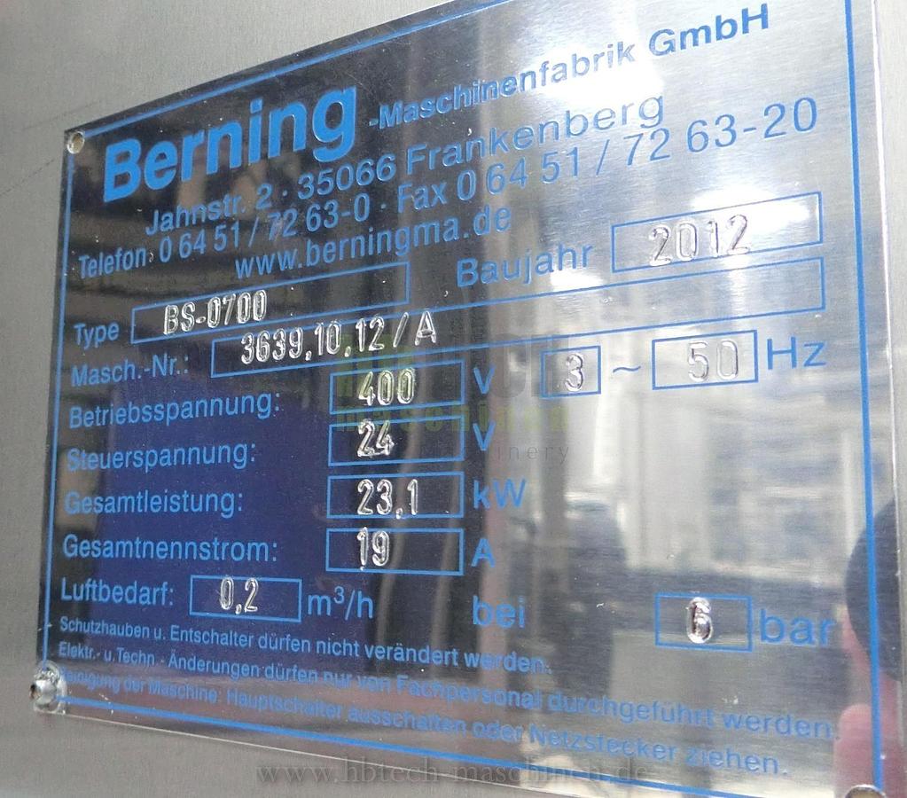 Used Berning Sleeve Maschinen type BS0700