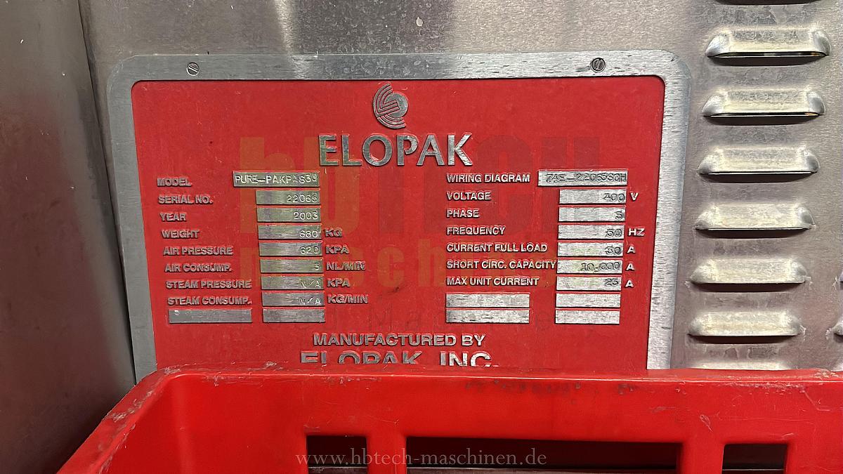 Used Elopak Trocken-Aseptik-Abfüllanlage für Giebelverpackungen mit einem Volumen von 1.000 ml/750ml/500ml