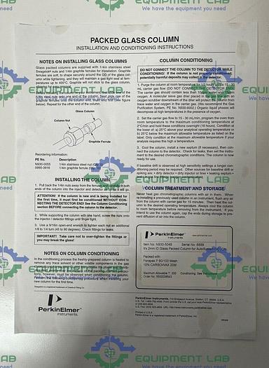 Perkin Elmer GC Packed Glass Column N930-5048 9'x2mm